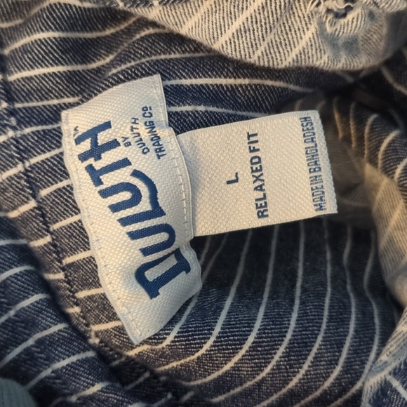 Duluth Trading Co Navy Striped Relaxed Flannel Shirt - Picture 3 of 4